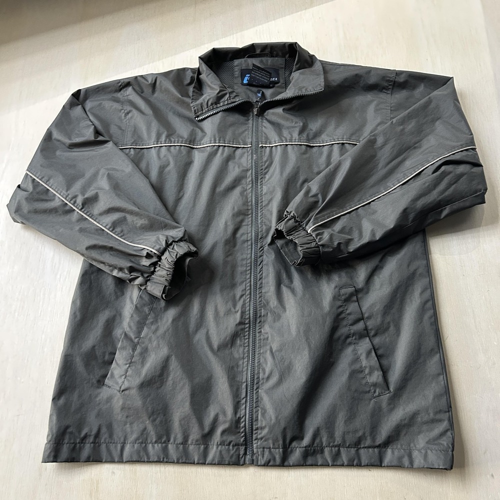 I5 Apparel Jacket Mens Medium Gray Polyester Lined Full Zip Windbreaker Outdoor